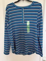 Gloria Vanderbilt Ribbed Henley NWT, Large