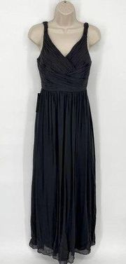 Ann Taylor Women's NEW Silk Wrapped Sleeveless Gathered Maxi Dress Size 0 Black