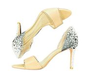 LOEFFLER RANDALL EUC Leora Leather Embossed d'Orsay Sandal High Heel Shoes Snake