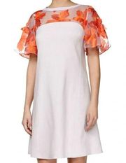 Rebecca Taylor A-Line Mini Dress Organza Applique Lavender Pinata Floral Size 10