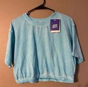 Joy Lab  Womens Short Sleeve Cinched Cropped Top  Blue Size Medium NWT