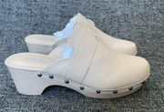 NEW MIA Jennifer Clog Beige Slip On Chunky Vegan Leather Faux Wood Women’s 7.5