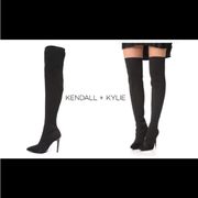 Kendall & Kylie over the knee black stretch pointy toe 4.5” high heel boots 9.5