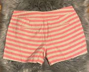 LOFT Coral Peach and Tan Riviera Striped Shorts Size 4