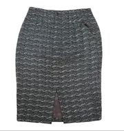 Carmen Marc Valvo Beaded Pencil Skirt Grey textured Size 4