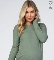 PinkBlush Olive Long Sleeve Ribbed Maternity Top