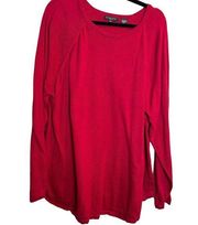 Jeanne Pierre 2XL Red Sweater Long Sleeve Holiday Red 100% Cotton