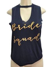 Bella Canvas Womens Small Black Gold Metallic Bride Squad Sleeveless Cut Out Top