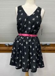 Marilyn Monroe NWT Black Pink Dalmation Dog Print Pinup Sleeveless Dress Small