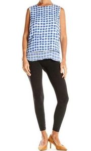 Kate Spade Island Stamp Breath of Fresh Air Layered Blue Print Tank Shirt Sz XS