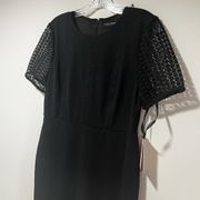 New Ivanka Trump Black Sheath Cocktail Dress Eyelet Short Sleeves Sz 8