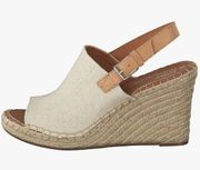 NWT TOMS Monica Natural Oxford / Leather wedge size 9.5