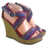 CHARLOTTE RUSSE Multicolor Strap Cork Wedge 8