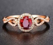 14K Rose Gold Plated Adjustable Birthstone Red Crystal Ruby Ring for Women