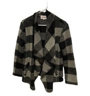 BB Dakota wool plaid open cardigan poncho black and gray size medium