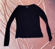 long sleeve t-shirt, thin burnout stretchy fabric, black