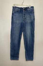 Abound Womens Mom Jean Straight Leg Jeans Blue Stretch Medium Wash Zip 27 New