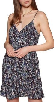 Intimately Womens All My Love Floral Wrap Mini Dress Navy Size S