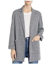 Anthro SANCTUARY Houndstooth Editor Plaid Oversized Blazer SZ XS Blue