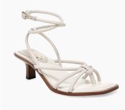 Sam Edelman White Size 7 Dia Strappy Leather Sandal Kitten Heel Neutral Casual