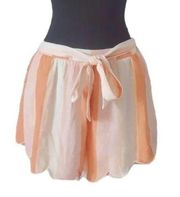 STYLE RACK Tie waist pink orange white Stripe scallop shorts NEW size medium