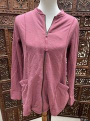 LOGO XS  by Lori Goldstein Rose Mixed Material Athletic Full Zip Jacket