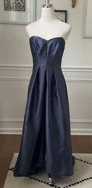 Alfred Sung Strapless Hi Low Ball Gown Bridesmaid Dress POCKETS Onyx 0