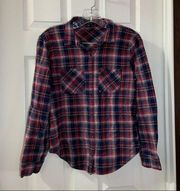 Timing Red/Blue Plaid Button Up Flannel Shirt size L