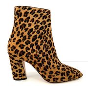 Jimmy Choo Mirren Calf Hair Leopard Print Fur Side Zip Fur Ankle Boots Size 37.5