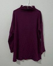 NWT $148 Eileen Fisher Cozy Brushed Jam Tencel High Funnel Neck Tunic Large