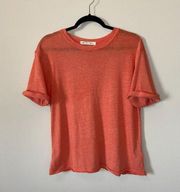 Free People We The Free  Orange Cap Sleeve Tee Shirt Size XS