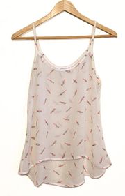 | Sheer Bird Print Flowy Blouse