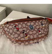 X Coach League Belt Bag In Signature Textile Jacquard With Mickey Mouse And Friends Embroidery