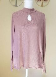 Eye Candy Long Sleeve High Neck Keyhole Ribbed 2X