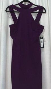 Bebe NWT sz L deep purple sleeveless cocktail dress!! Perfect condition.