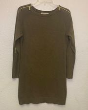 Olive Green Sweater Dress, long sleeve, Size S.