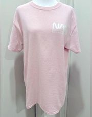 NASA Space Logo Light Baby Pink Short Sleeve Graphic Printed Tee T-Shirt - Small