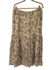 Vintage Newport News Tan & Plum Paisley Midi Skirt 80’s 90’s