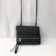 Banana Republic Factory Black Faux Leather Moto Flap Over Convertible Crossbody