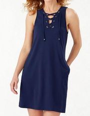 Tommy Bahama  NAVY LACE UP SPA DRESS SWIM COVER UP