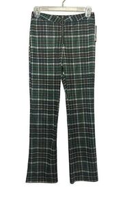 BP. Womens Flare Pants Green Plaid High Rise O-Ring Knit 90s Y2K Goth XS New