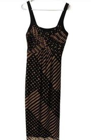 Signature By Robbie Bee Brown Patterned Maxi Dress Slinky Size Medium