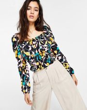 Floral Square Neck Blouse