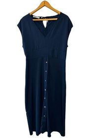 Ecowish Navy Blue Lightweight Sleeveless Maxi Dress with Buttons Size XL