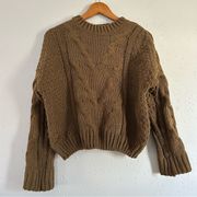 J.O.A. Los Angeles Olive Green Brown Crew Neck Sweater Small Soft Comfy Fall