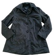 Jones New York Jacket Womens Small Solid Black Single Breasted Button Front Poly