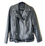 Bagatelle Black Asymmetrical Zip Faux Leather Moto Jacket Size Large