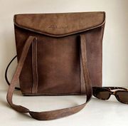 Eddie Bauer Brown Distressed Soft Leather Large Shoulder Bag Tote Bag