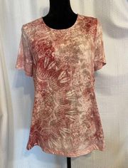 Christopher & Banks red floral print short sleeve tee T-shirt size medium