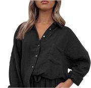 NEW Trendy Queen Lounge Button Down Oversized Shirt L